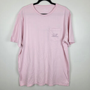 Vineyard Vines Mens XL T-Shirt Pink Whale Logo Pocket Short Sleeve